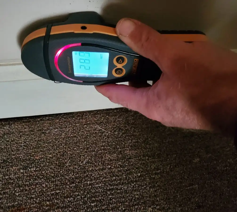 Moisture detection at baseboard during Burst Pipe Cleanup in Chestertown